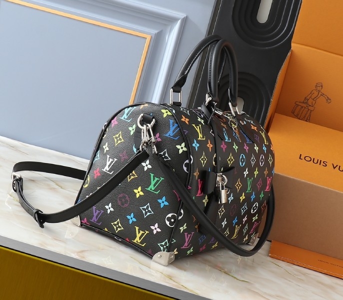LV X TM Multicolored Speedy Bandouliere 30 In Black