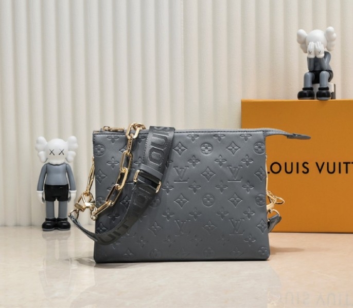 L0vis Vvtt0n Coussin PM Bag In Gray With Jacquard Strap