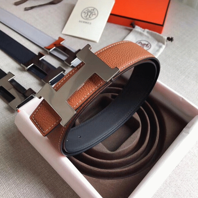 1:1 knockoff H**me5 Constance belt buckle in brown shade