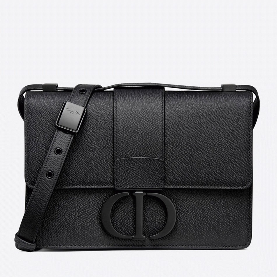 D10r 30 Montaigne Medium Bag Fake in Black Ultramatte Grained Calfskin