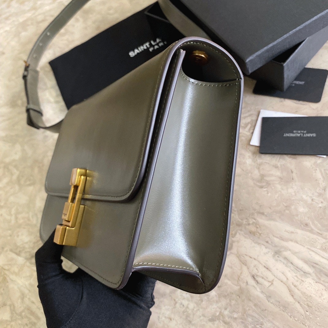 Fake Sa1nt Lau*nt Le Carre Satchel Bag Olive
