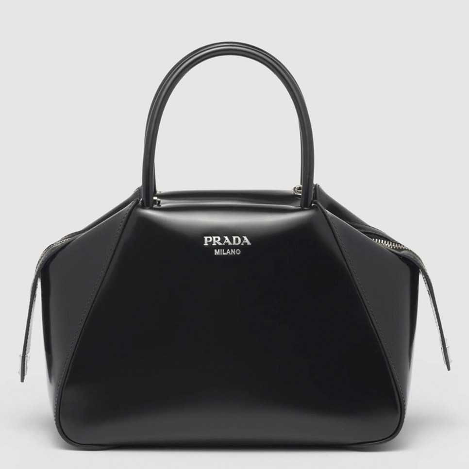 Pra*a S*pernova Small Top Handle Bag Replica in Black Brushed