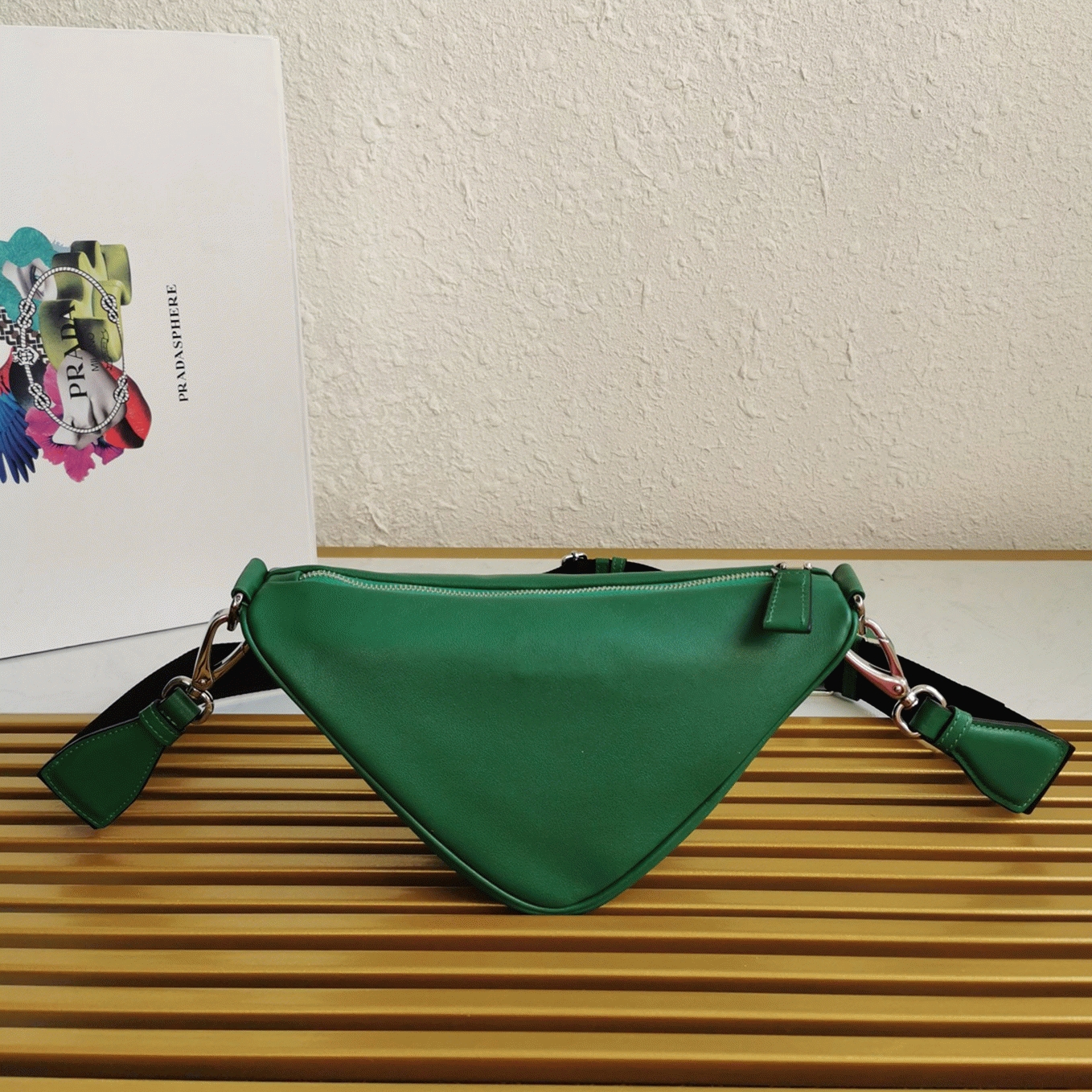 Pra*a Triangle Shoulder Bag Knockoff in Green