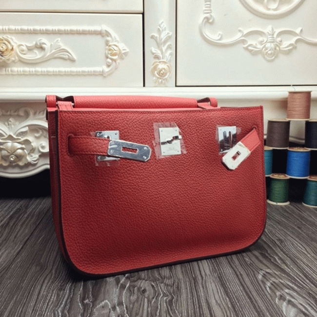 Large red fake H**me5 Jypsiere 31cm handbag