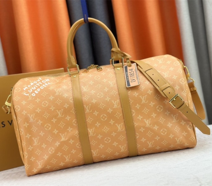 L0vis Vvtt0n Monogram Heritage Canvas Keepall Bandouliere 50 In Yellow