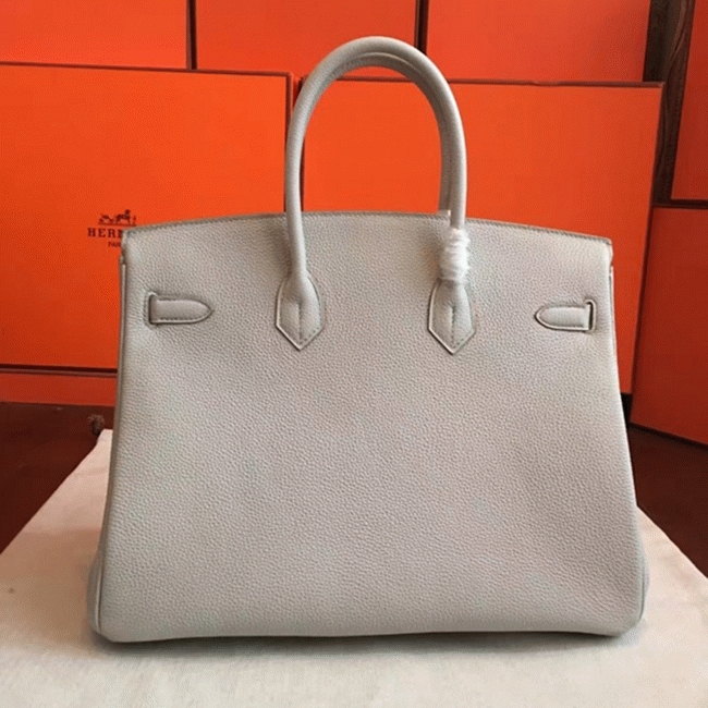 Pearl Grey Faux Luxury H**me5 Birkin 35cm Purse