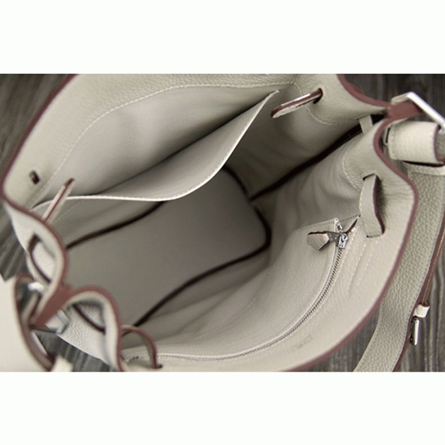 White Leather Knockoff H**me5 So Kelly 22cm Clean Style Shoulder Bag