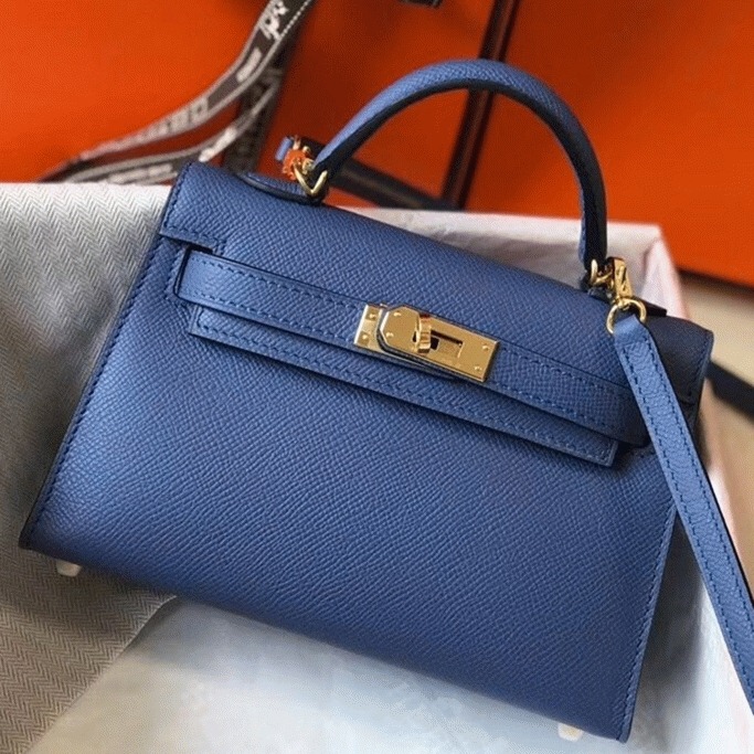 H**me5 Kelly Mini II Bag Fake in Blue Agate