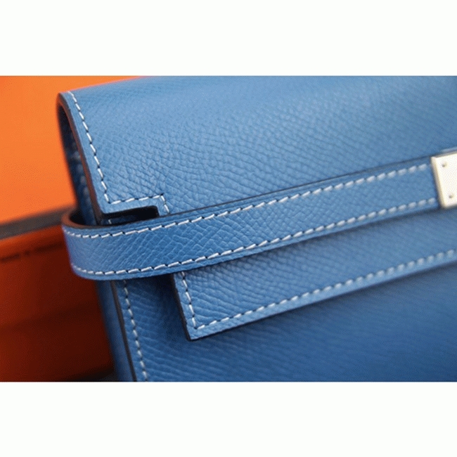 Jean blue knockoff H**me5 Kelly Longue wallet
