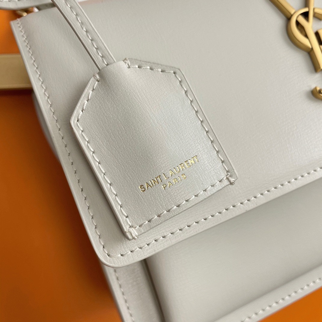 Knockoff Sa1nt Lau*nt Sunset Medium Chain Bag White Calfskin