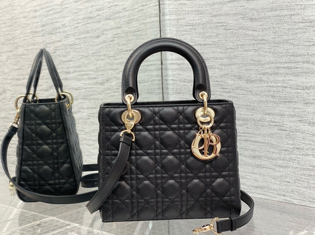 D10r Small Lady D10r My ABCD10r Bag Knockoff in Black Cannage Lambskin