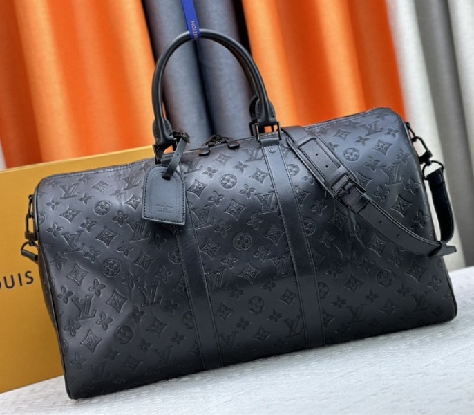 L0vis Vvtt0n Monogram Shadow Leather Keepall Bandouliere 50 In Black