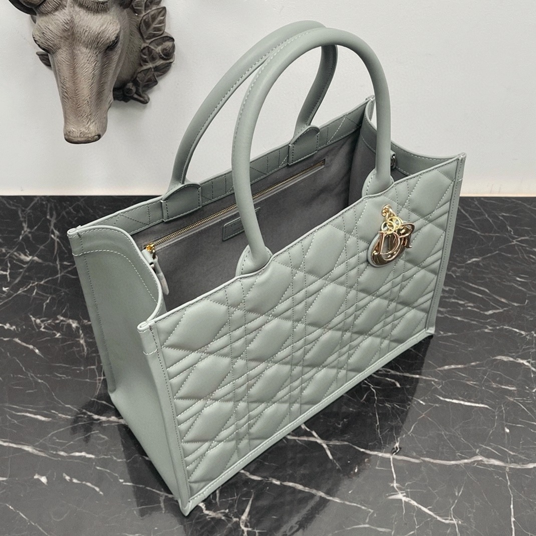 D10r Medium Book Tote Bag Replica with Strap in Grey