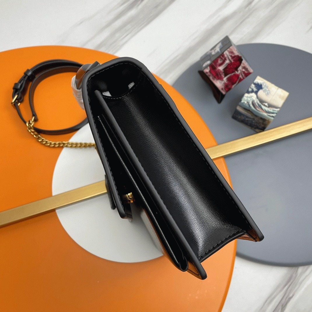 Knockoff Sa1nt Lau*nt Sunset Medium Top Handle Bag Black Calfskin