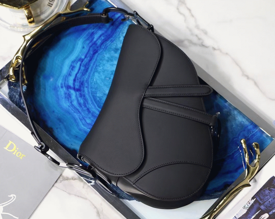 D10r Saddle Mini Bag Knockoff in Black Ultramatte Calfskin