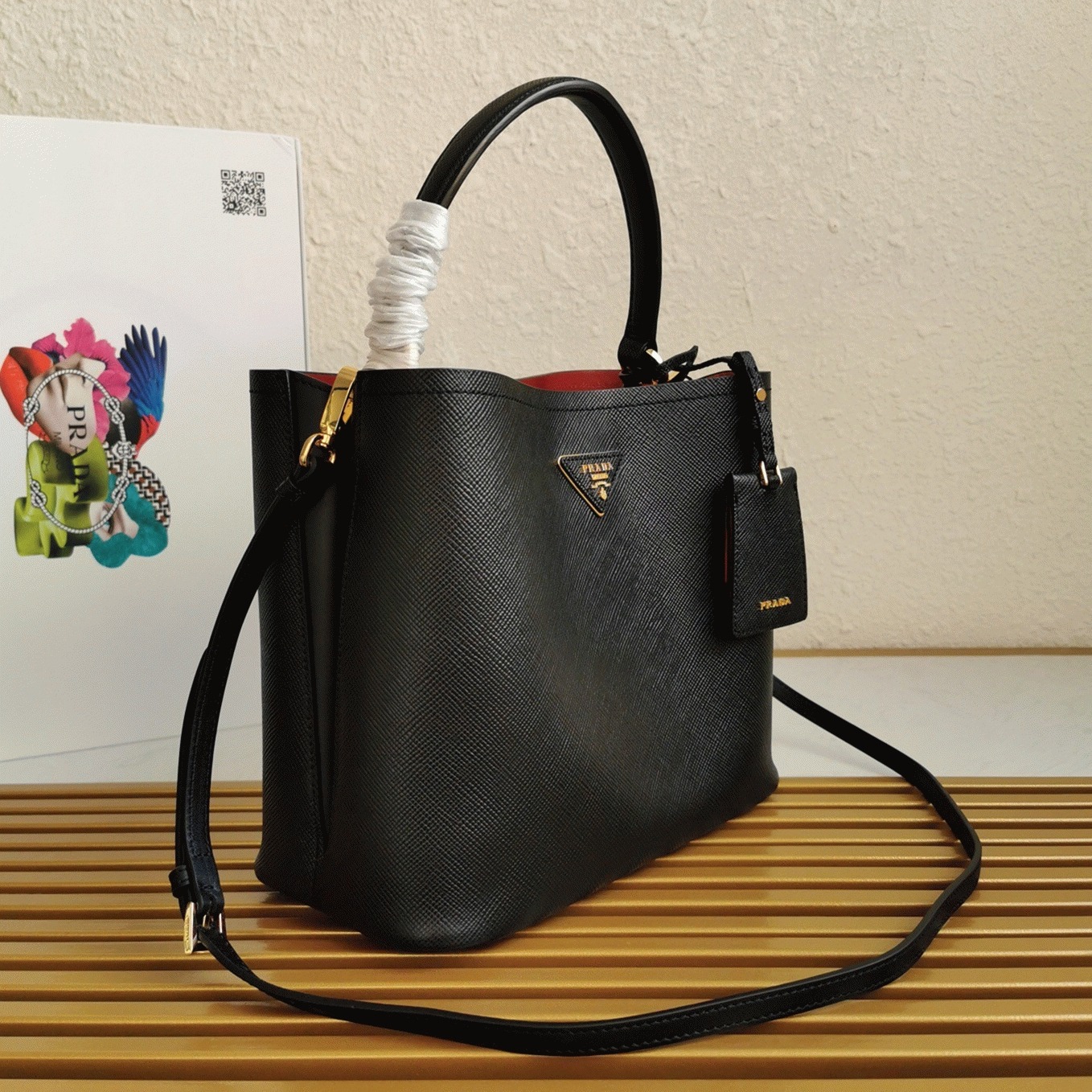 Black Pra*a Large Panier Bag Knockoff