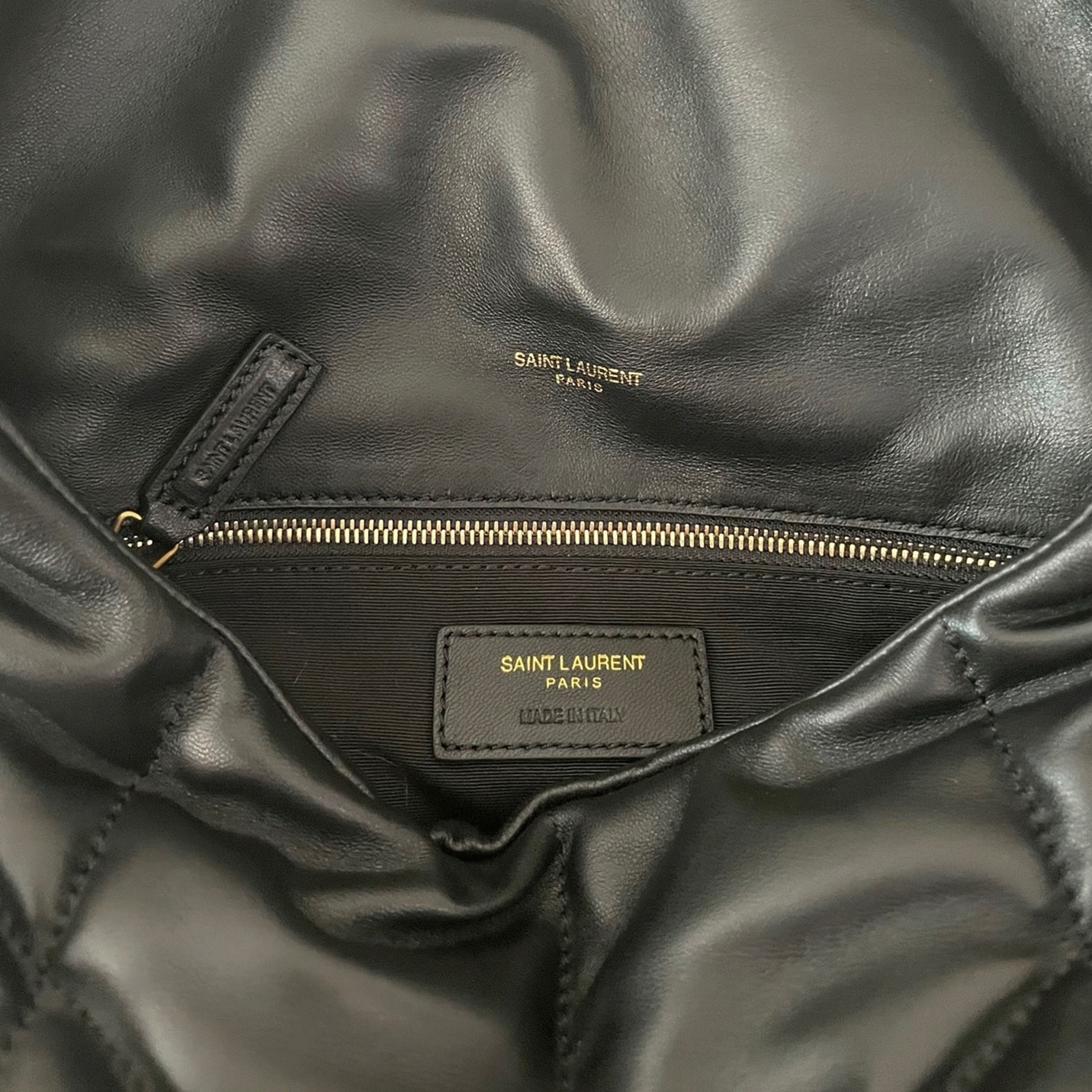 Sa1nt Lau*nt Puffer Medium Chain Bag Black Lambskin