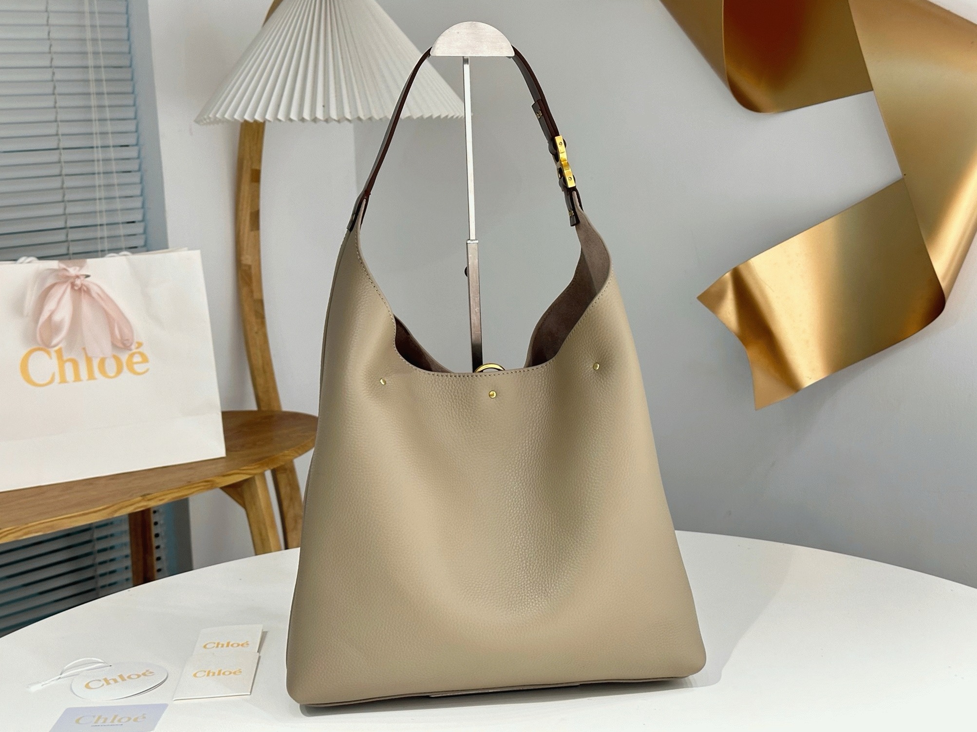 top quality fake Ch10e marcie hobo bag in grey grained leather