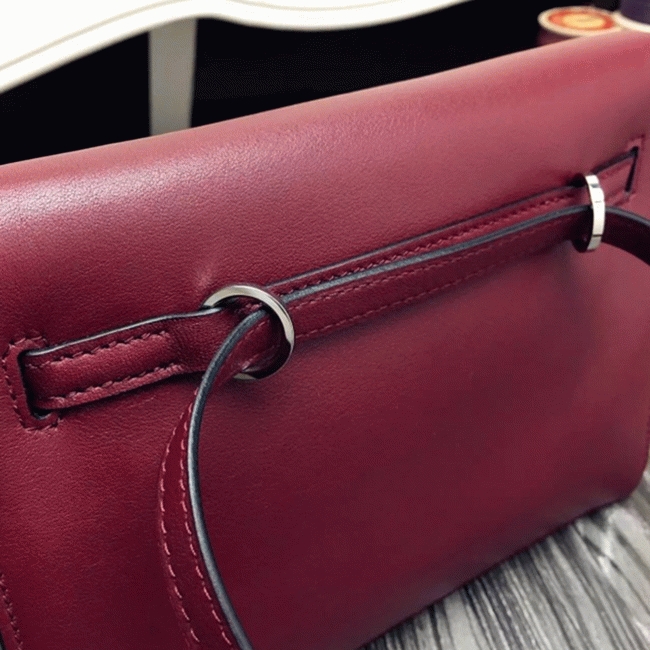 Bordeaux Swift Leather Knockoff H**me5 Kelly Danse Elegant Bag