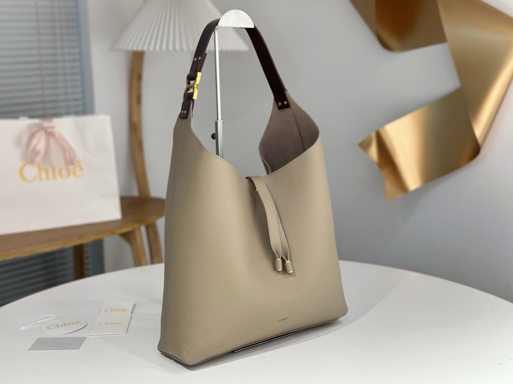 top quality fake Ch10e marcie hobo bag in grey grained leather