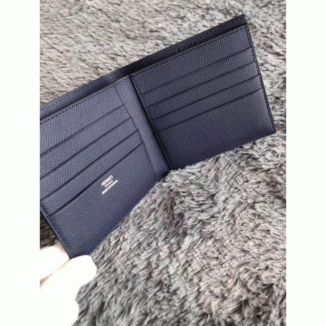 Dark blue top quality fake H**me5 Copernic compact wallet