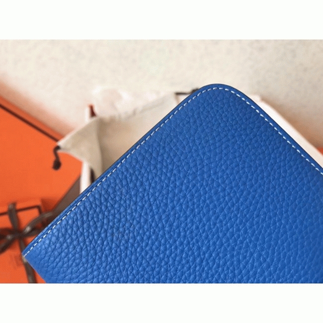 Blue piment leather fake H**me5 Dogon duo wallet