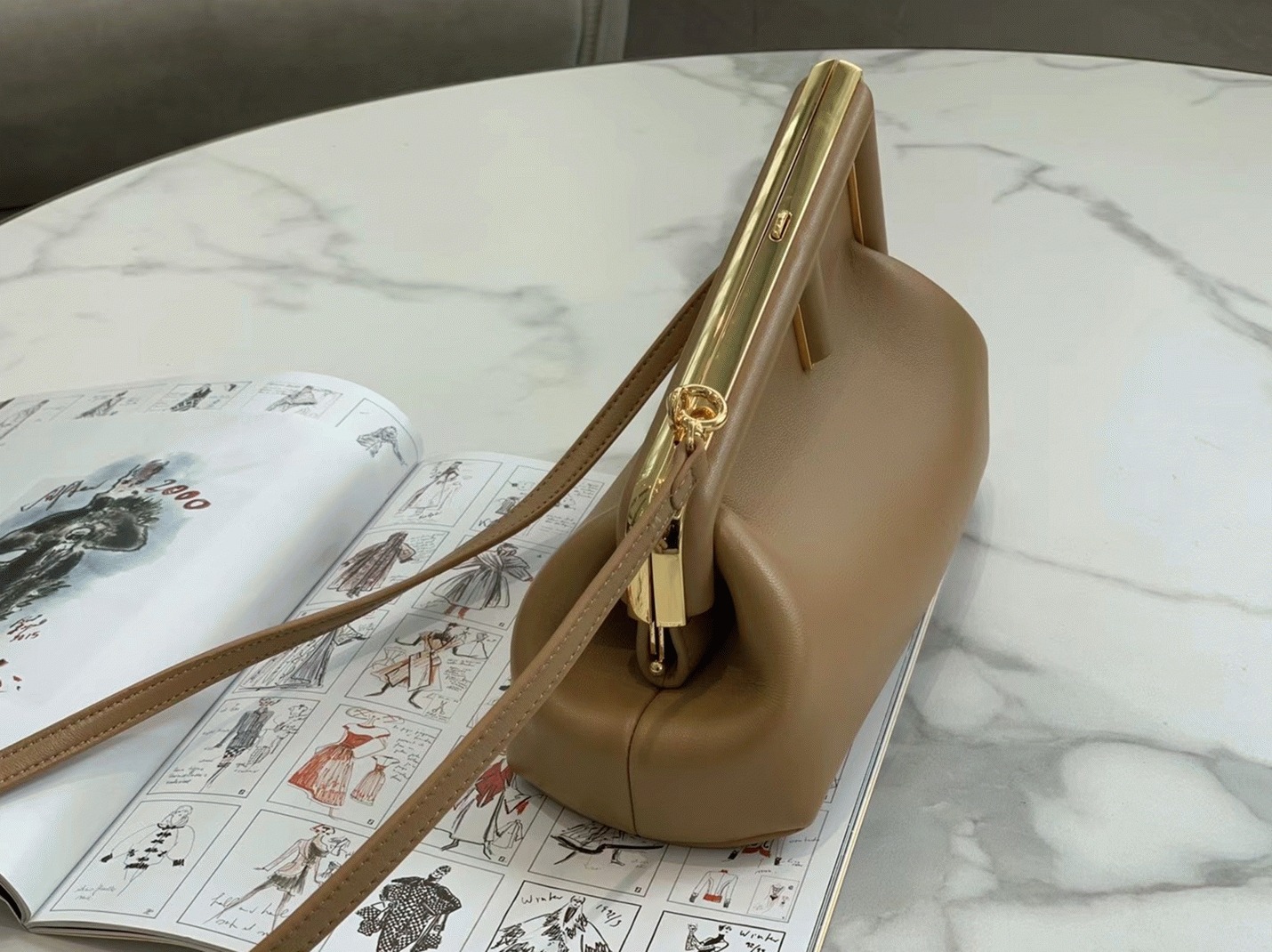 Top Quality Fake F**di First Small Bag In Light Brown