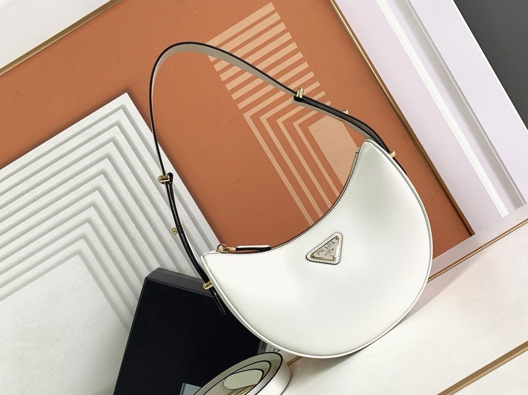 White Pra*a Arque Shoulder Bag Knockoff