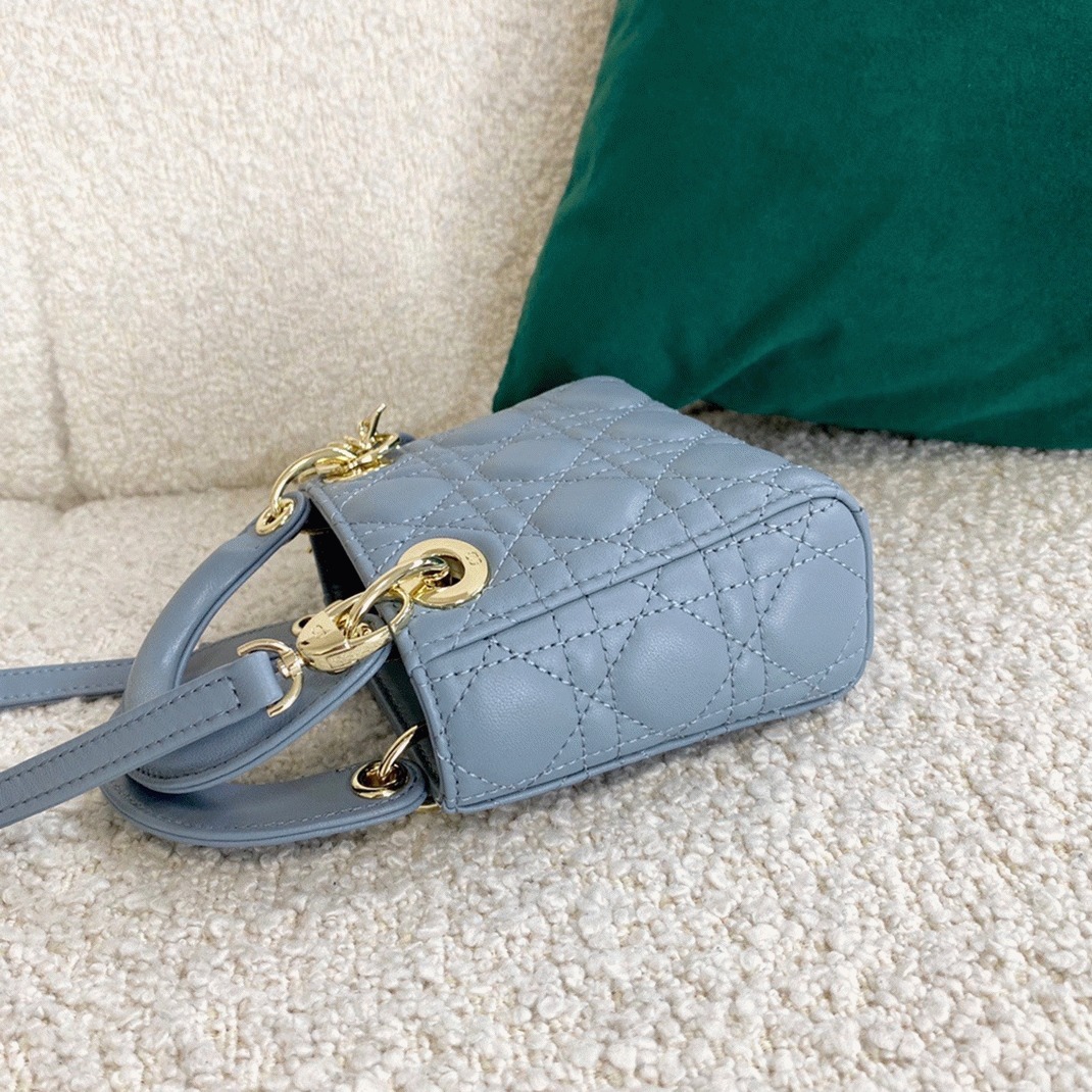 D10r Lady D10r Micro Bag Fake in Blue Cannage Lambskin
