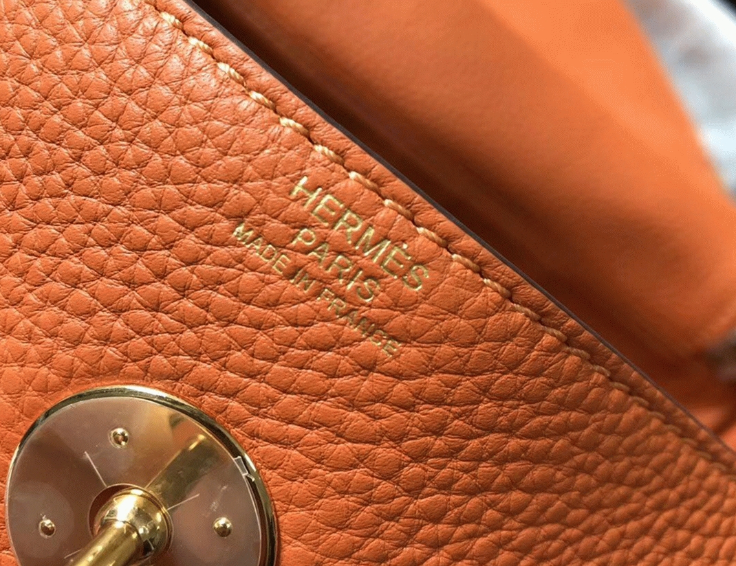 Top replica H**me5 Lindy 30cm bag in orange shade