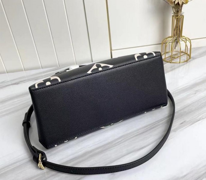 L0vis Vvtt0n Bicolor Monogram Empreinte Leather Petit Palais Handbag In Black And Beige