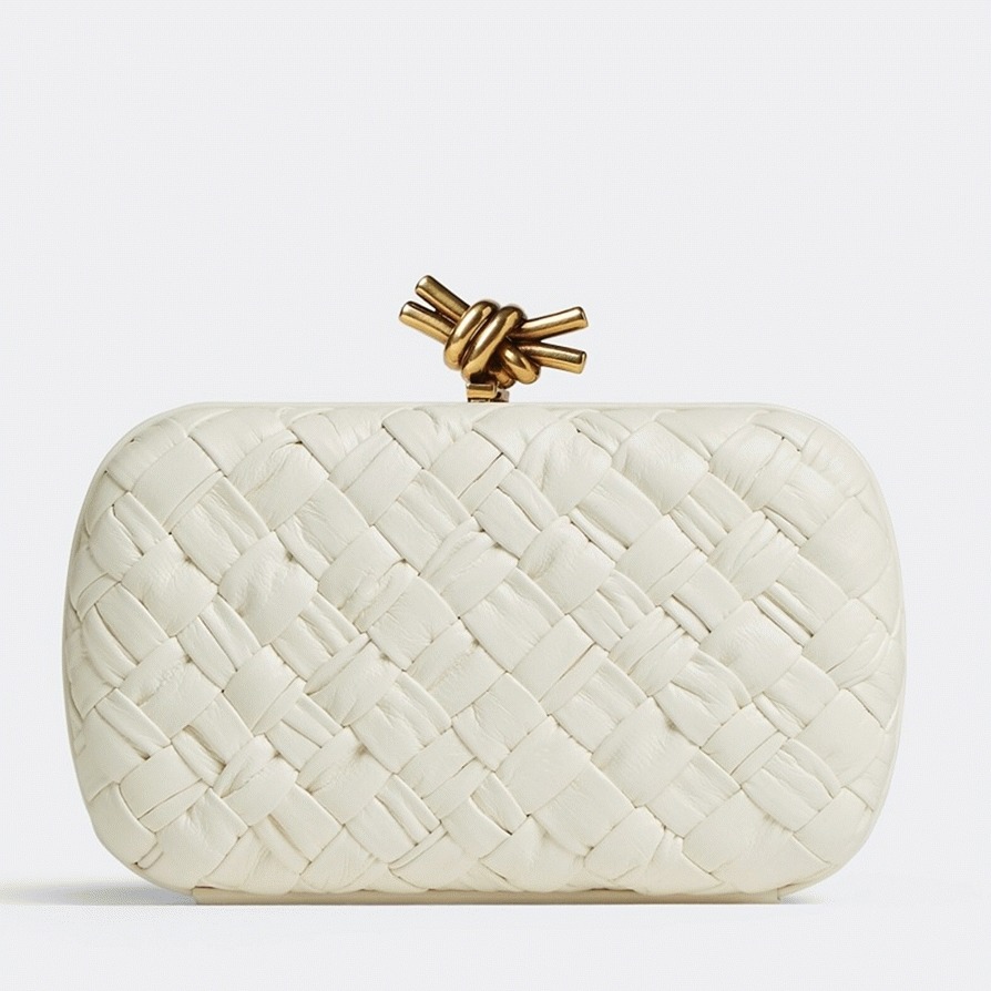 Fake B0tt*ga Ven*ta Knot Minaudiere Clutch White Foulard