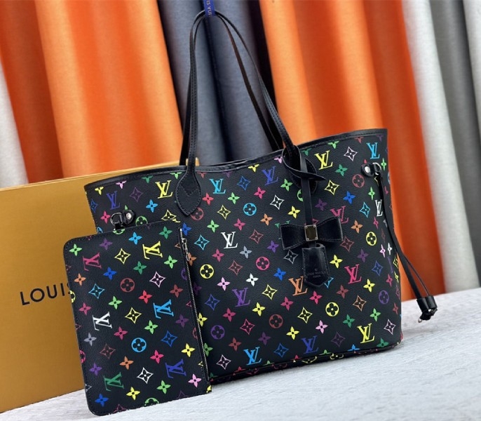 L0vis Vvtt0n X TM Multicolored Neverfull MM In Black
