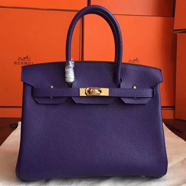 Iris Color Budget Knockoff H**me5 Birkin 30cm Bag