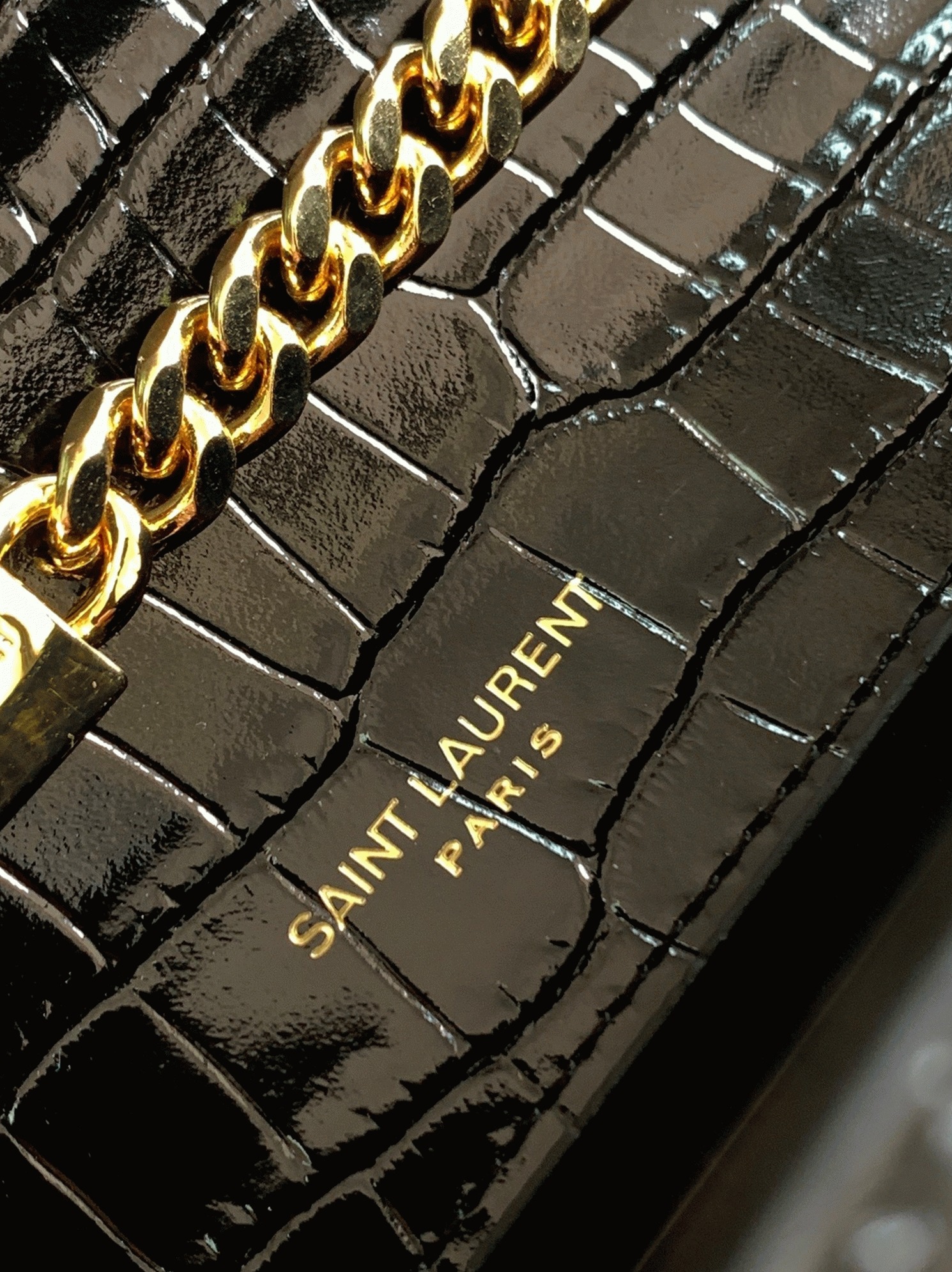 Replica Sa1nt Lau*nt Kate Small Tassel Bag Black Crocodile-embossed Leather