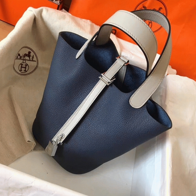 Bicolor sapphire replica H**me5 Picotin Lock 22cm handbag