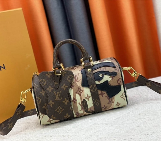 L0vis Vvtt0n J Hope X Keepall Bandouliere 25 Brown Travel Bag In Two Eyes Patches