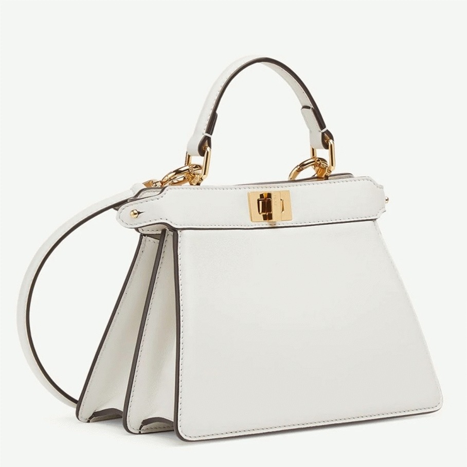Top Quality Faux F**di Peekaboo ISeeU Petite Bag In White Nappa Leather