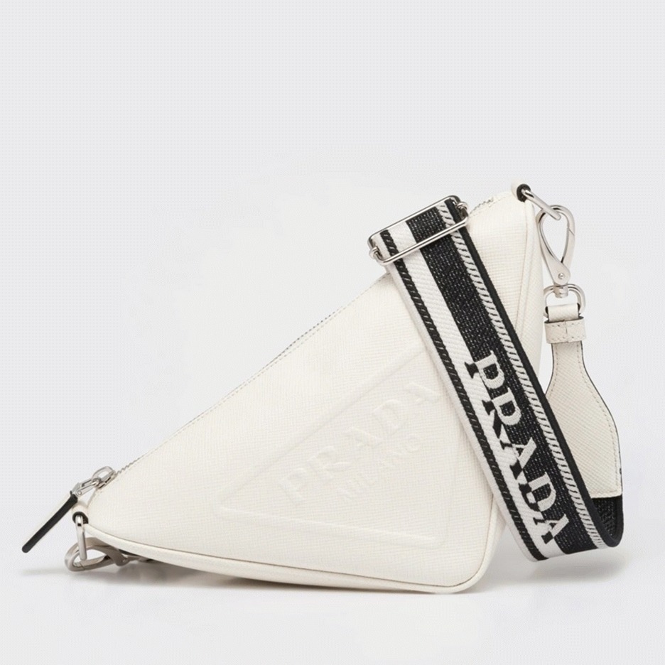 Pra*a Triangle Shoulder Bag Fake in White