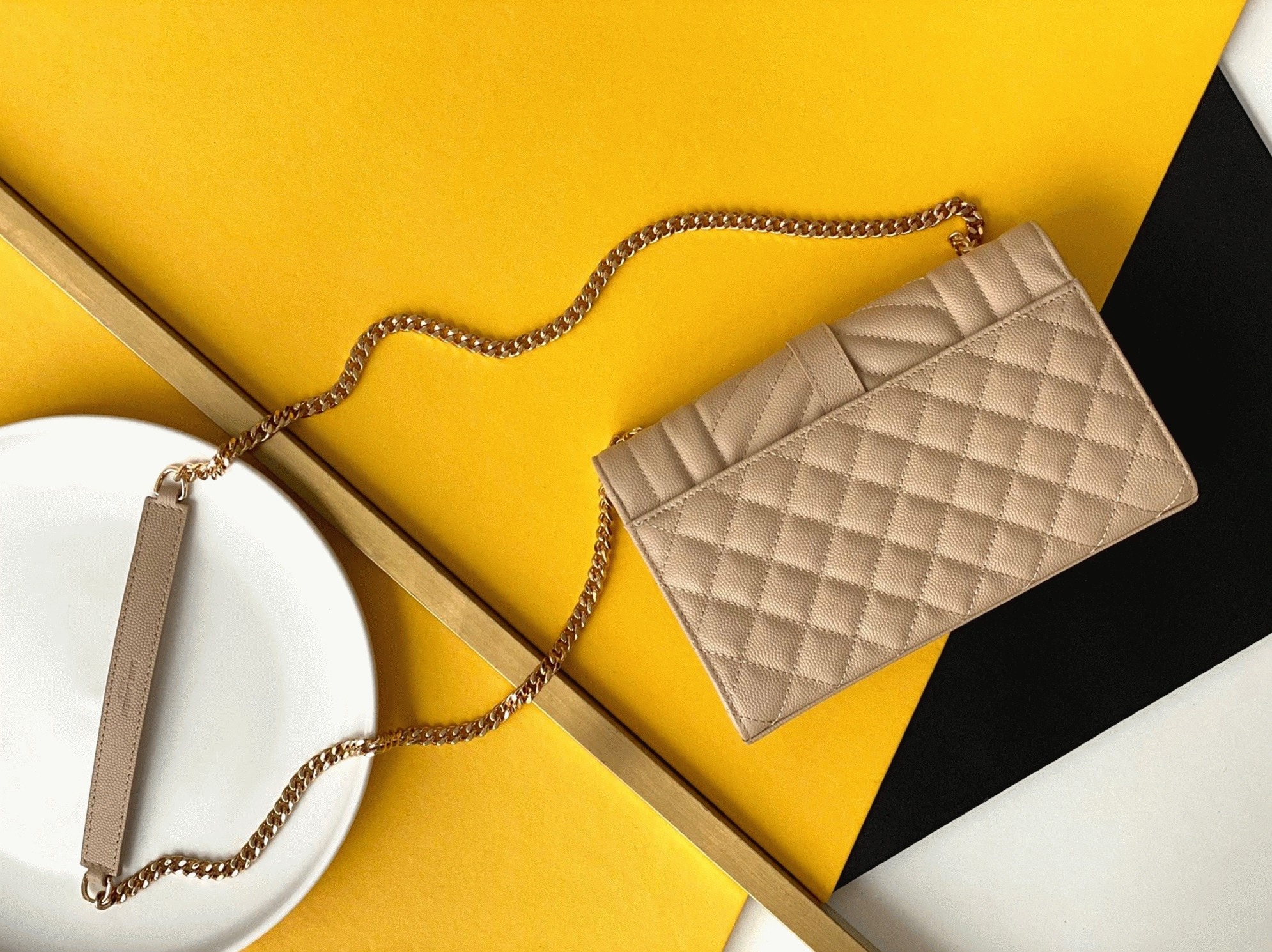 Fake Sa1nt Lau*nt Envelope Small Bag Beige