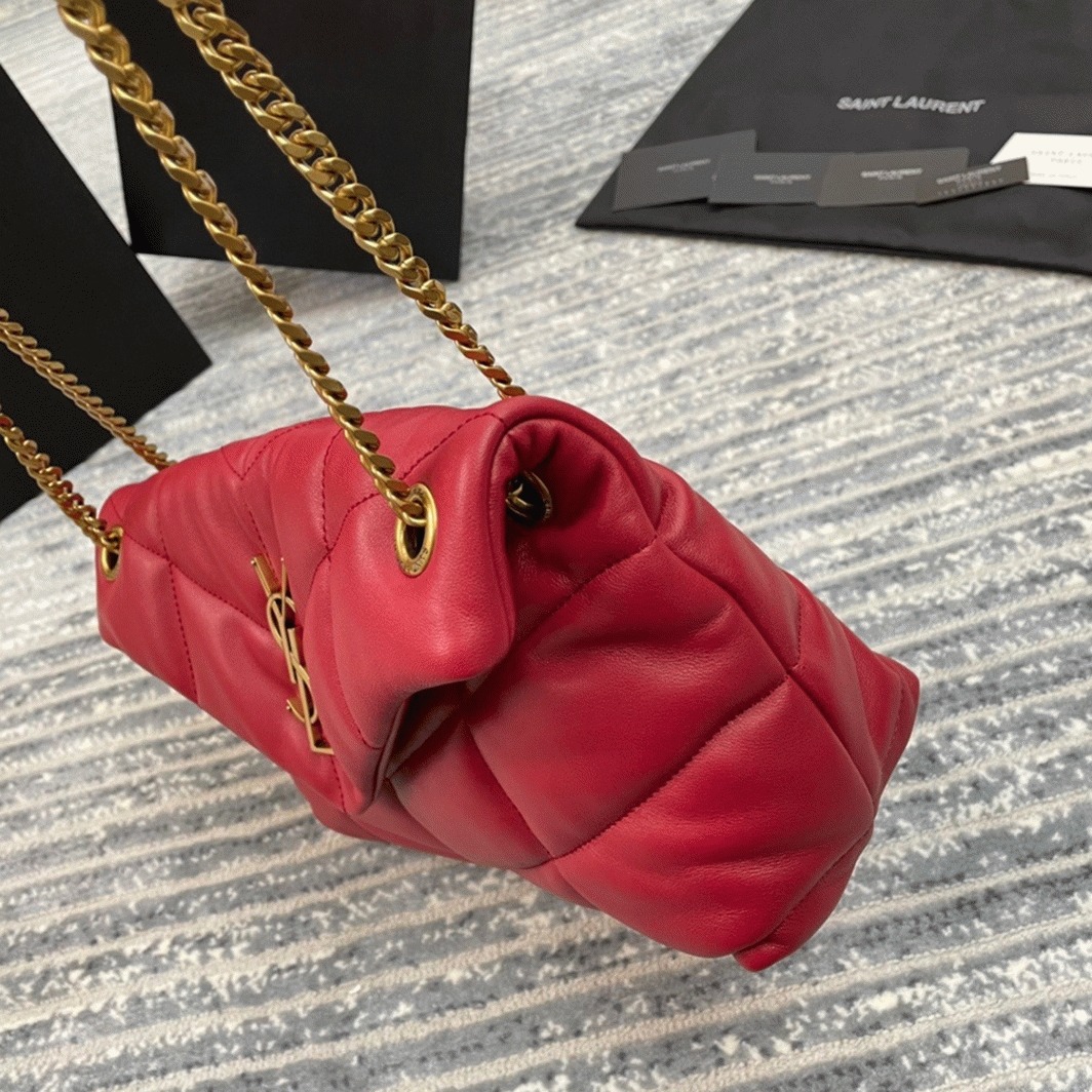 Replica Sa1nt Lau*nt Puffer Small Chain Bag Red Lambskin