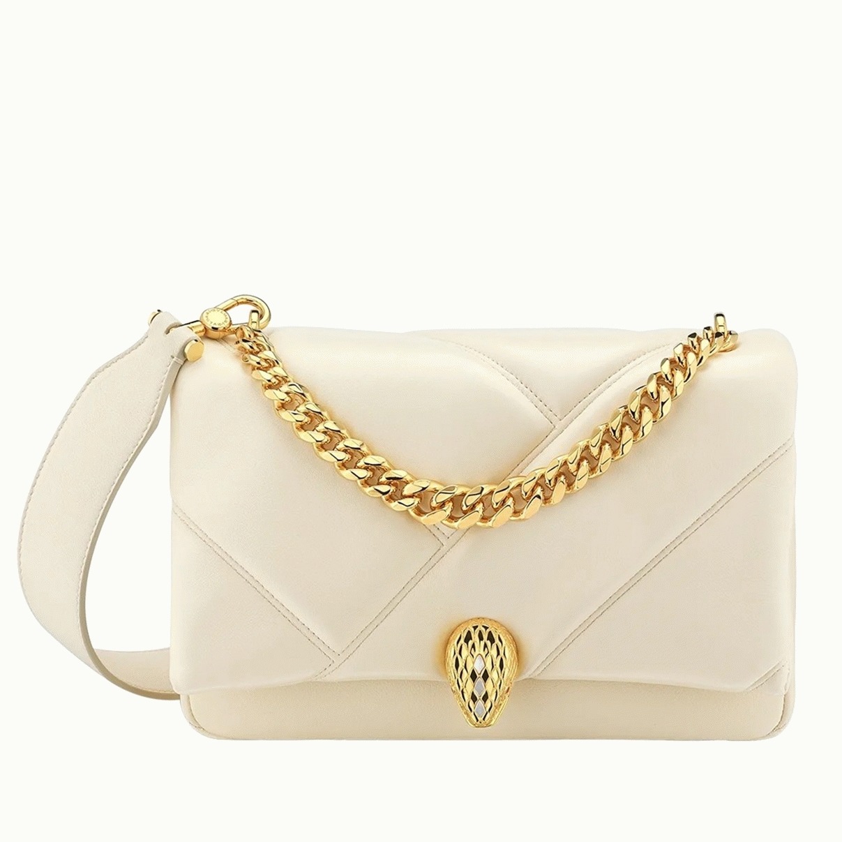 Knockoff Bv1g*ai Serpenti Cabochon Small Bag White Leather