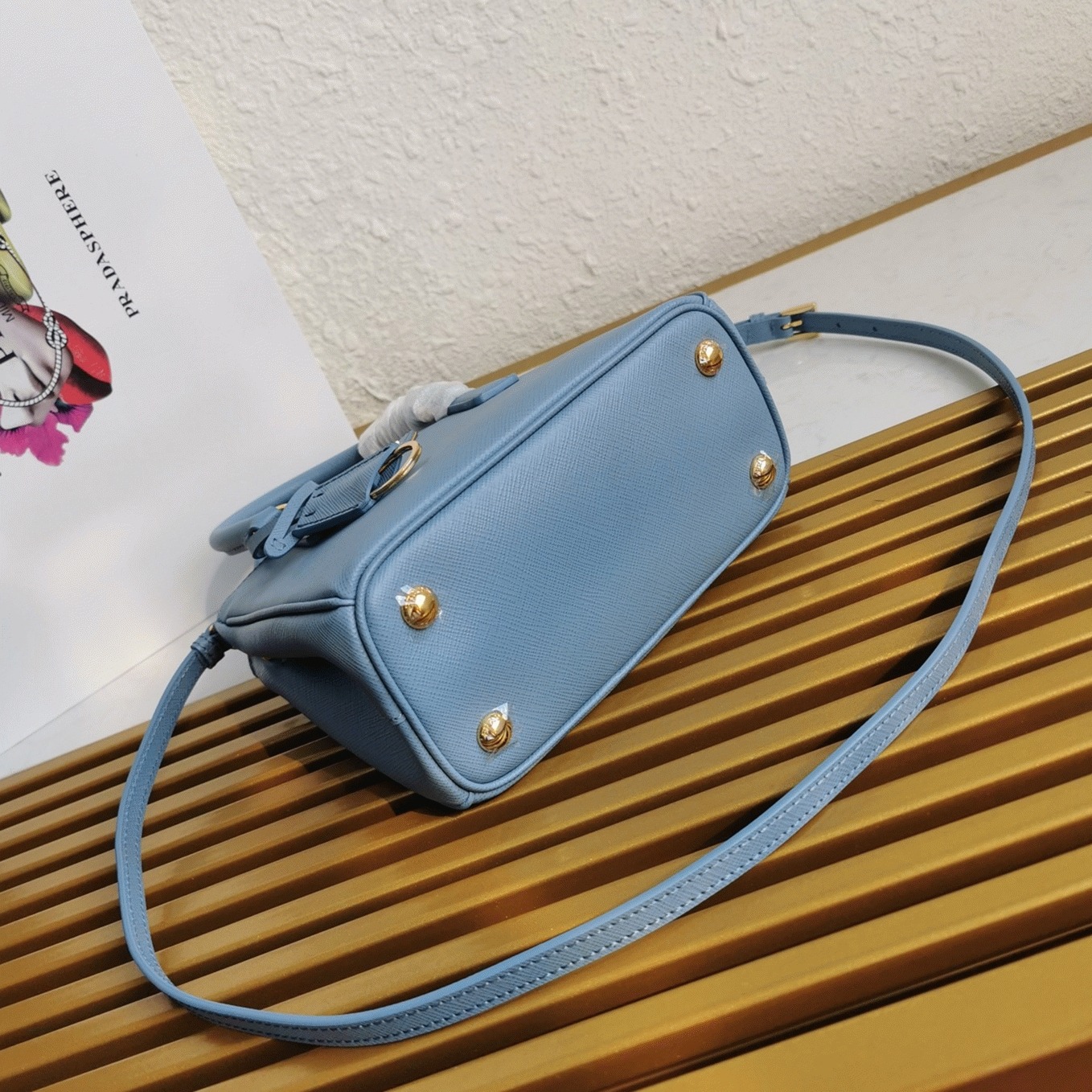 Light Blue Pra*a Mini Galleria Bag Fake