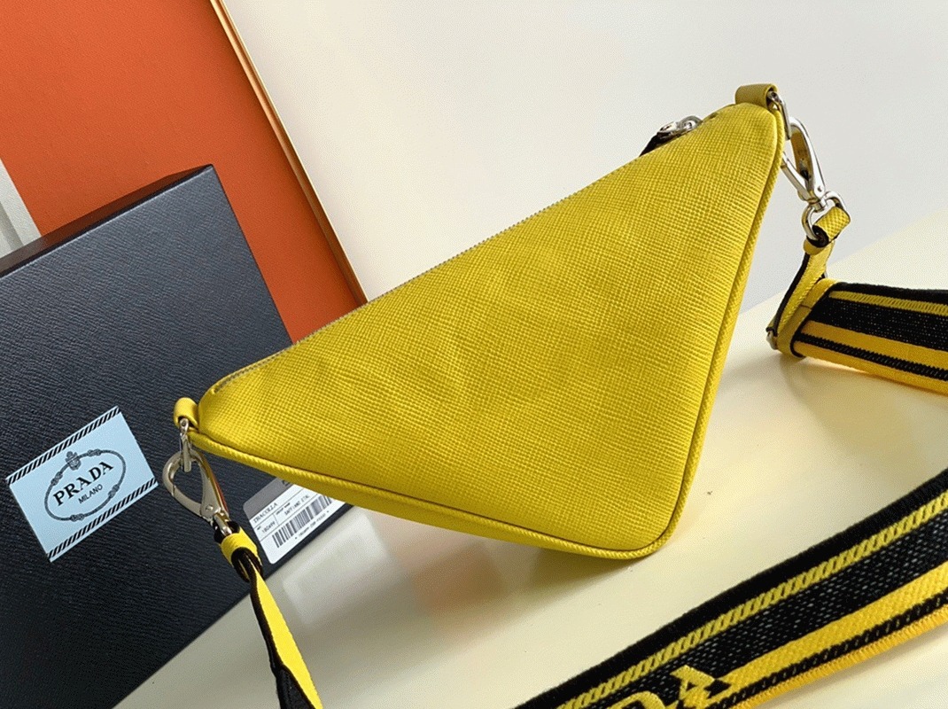 Pra*a Triangle Shoulder Bag Knockoff in Yellow