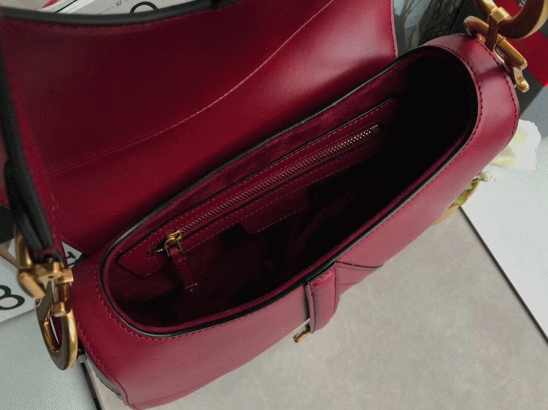 D10r Saddle Bag Replica in Red Smooth Calfskin