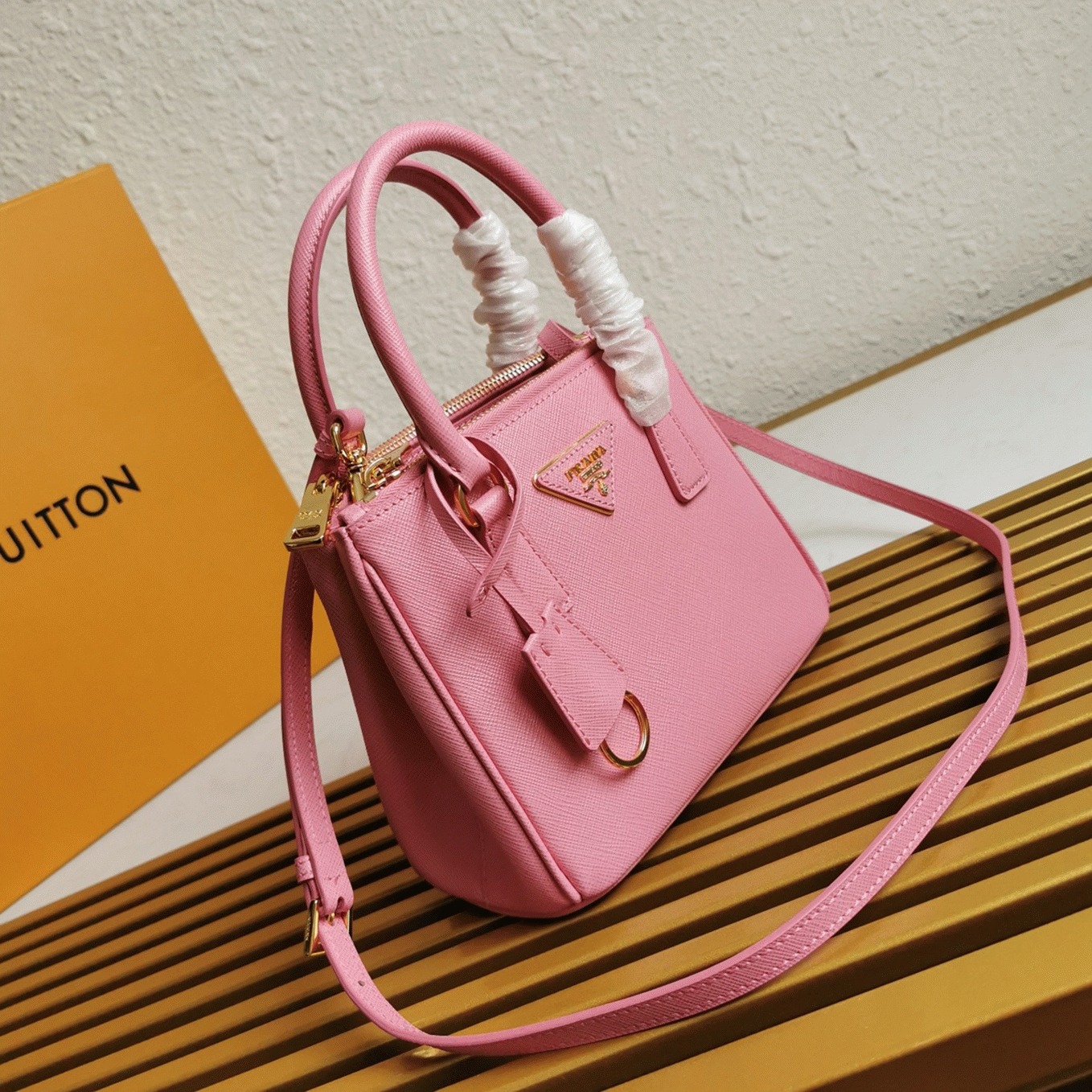 Pink Pra*a Mini Galleria Bag Fake
