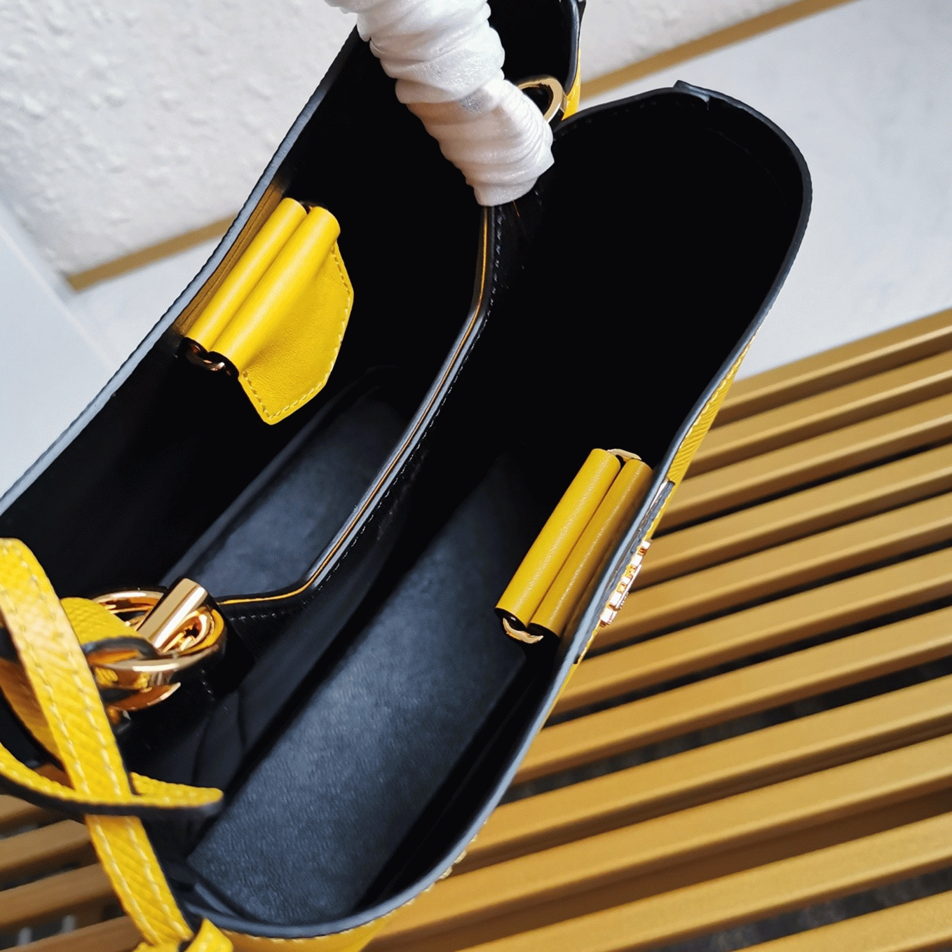 Yellow Pra*a Medium Panier Bag Fake