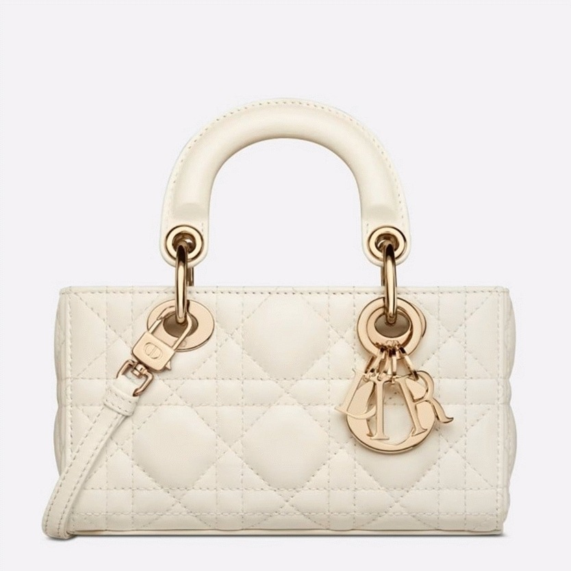 D10r Lady D-Joy Micro Bag Knockoff in White Cannage Lambskin