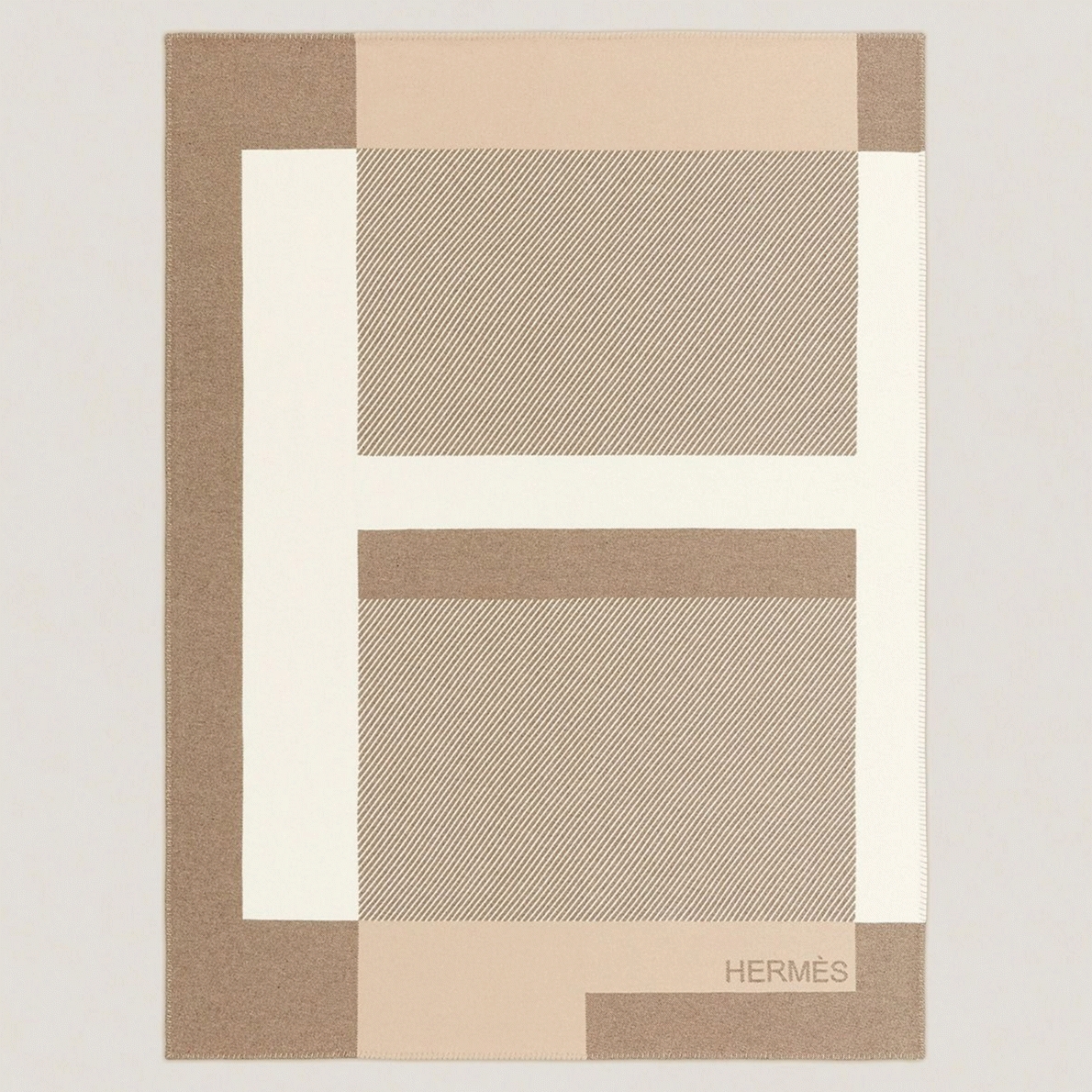 Best replica H**me5 H Riviera blanket in beige wool and cashmere
