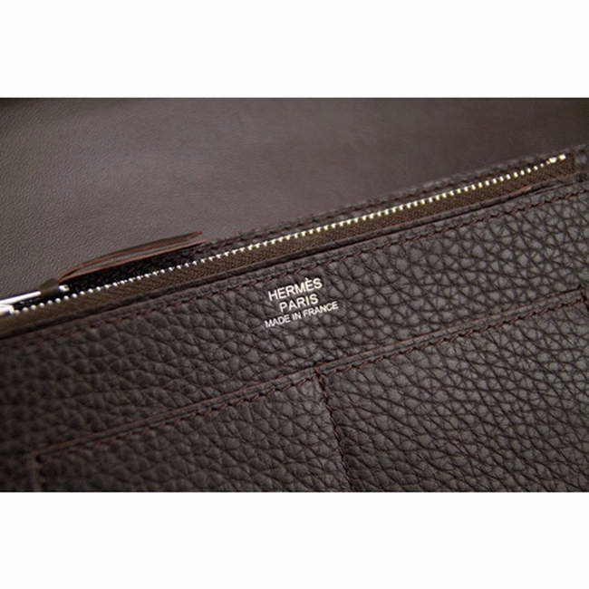 Chocolate knockoff H**me5 Dogon combine wallet